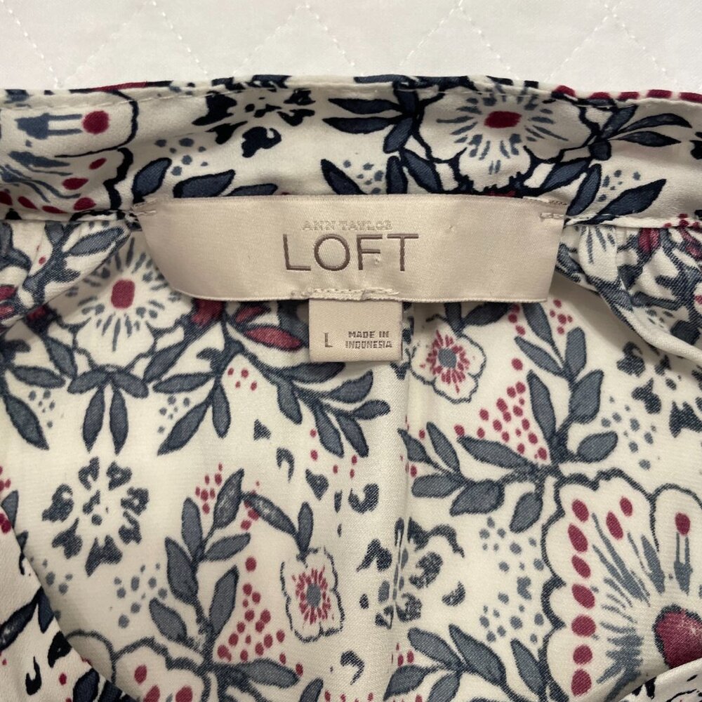 Women's Loft Patterned V-Neck Sleeveless Blouse XL - Picture 3 of 7